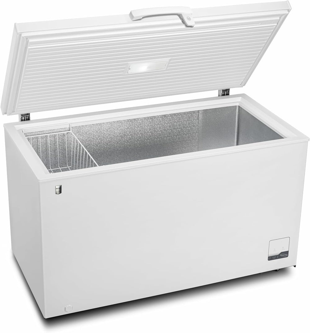 METRO Professional Congélateur bahut GHF2700S, acier, 188 x 73.5 x 94.5 cm, 700 L, 125 W, 3 paniers, éclairage LED, avec serrure, blanc/gris