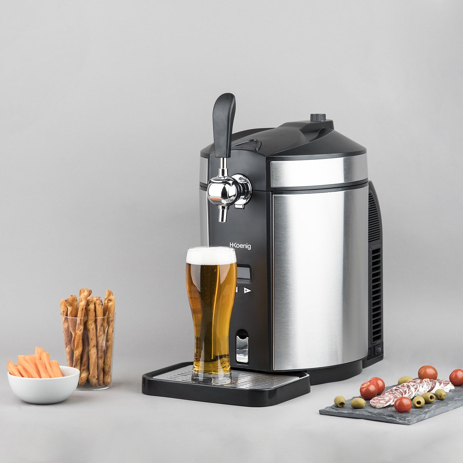 H.Koenig Tireuse à Bière compatible tous Fûts Universels Pressurisés de 5L Inox BW1778, Machine, Pompe, Pression domestique, Professionnelle, Universelle, Refroidissement intégré 4°C