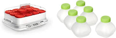 Seb Yogurt Maker 12 Jars, Glass Jars 140 ml, 5 Automatic Programs, BPA-Free, Compact, Homemade Yogurt & XF101001 Delices Box Box 1 L Tray White Yogurt-Cheese with Drainer
