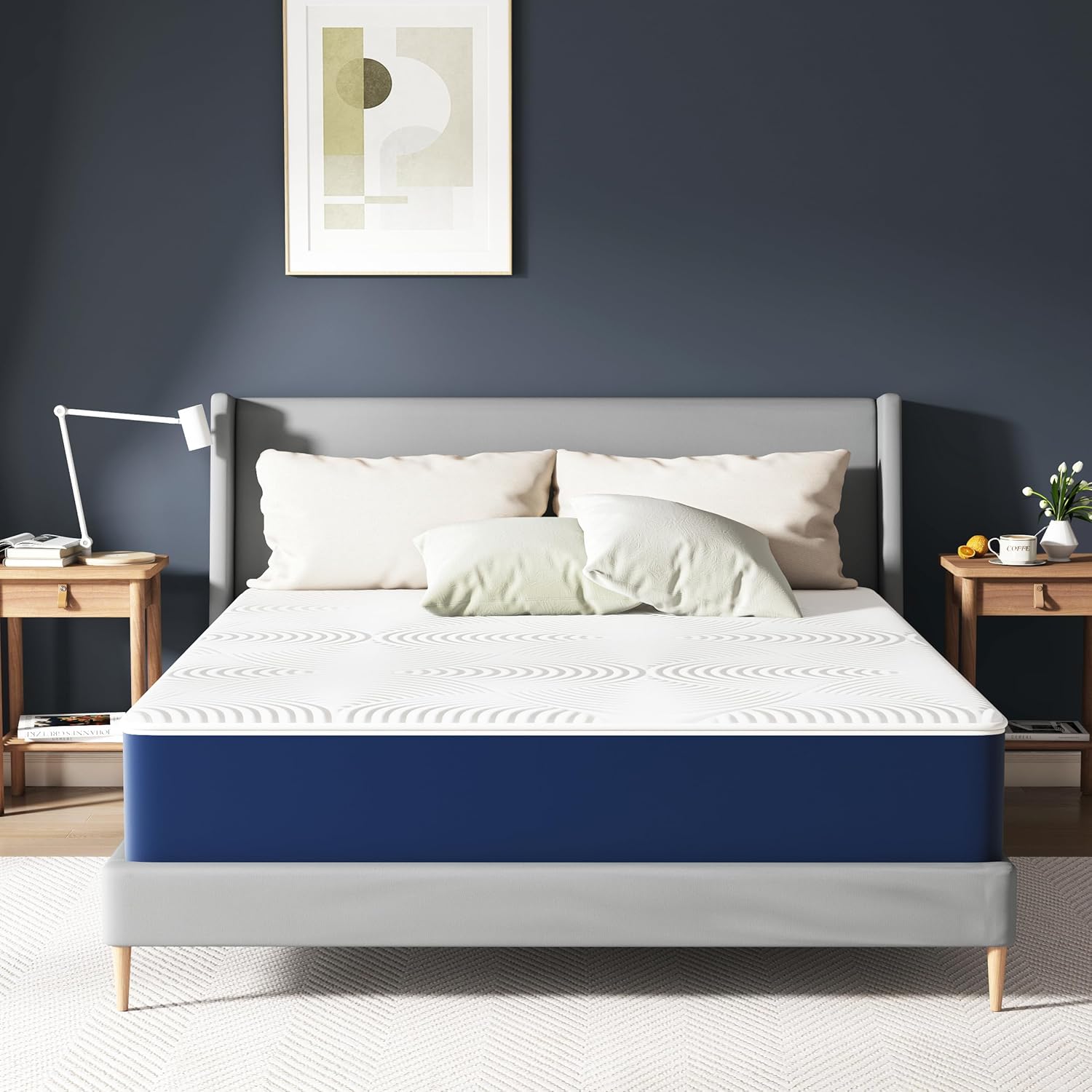 Matoresu Double Mattress 160 x 190 cm Memory Foam Height 25 cm Medium Rigid H3 Ergonomic 7 Zone Cold Foam Comfortable Breathable Fabric Cover