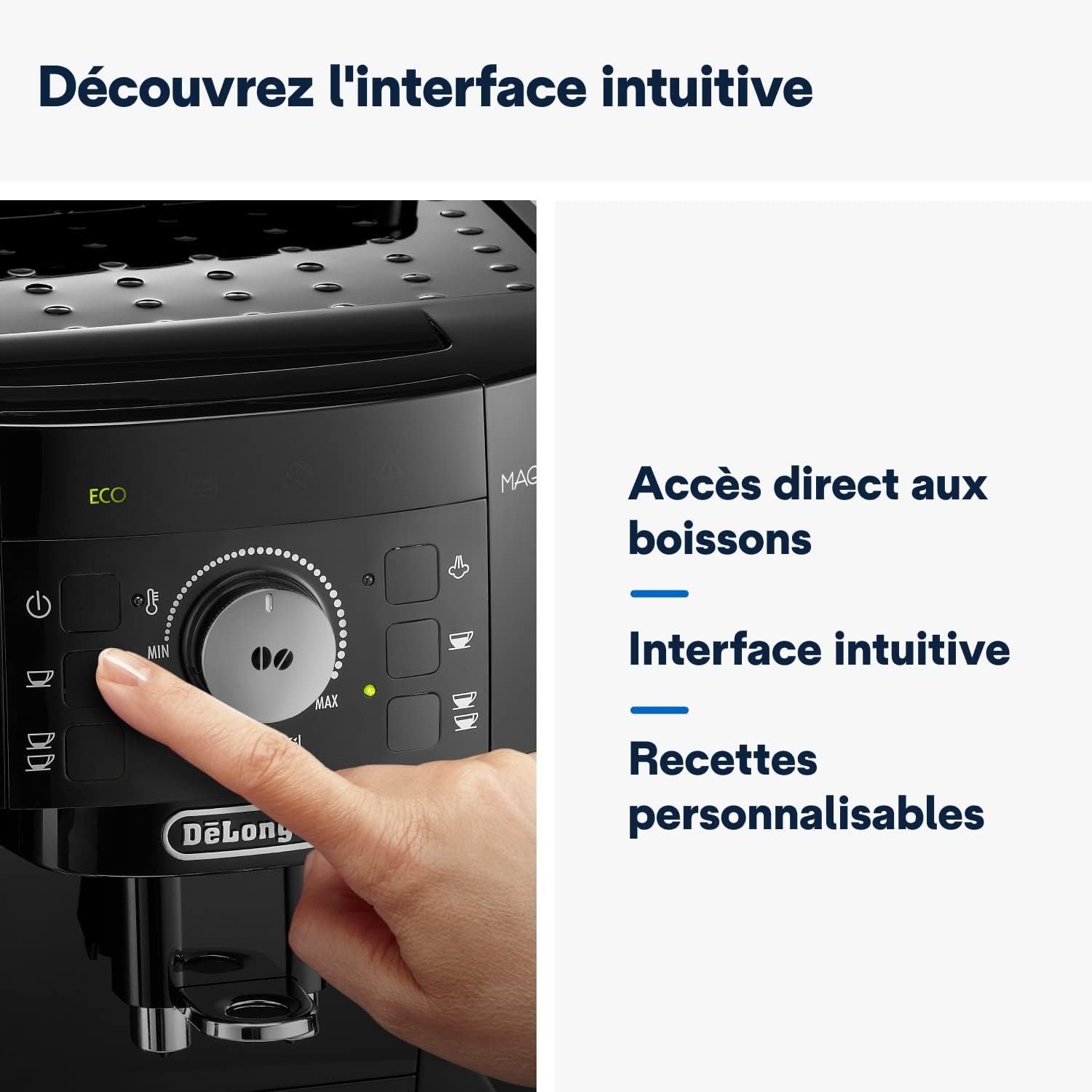 De'Longhi Magnifica S ECAM11.112.B, Automatic Coffee Machine / Espresso Bean to Cup with Milk Nozzle, with 4 One-Touch Recipes, Soft-Touch Control Panel, 1450 W, Black