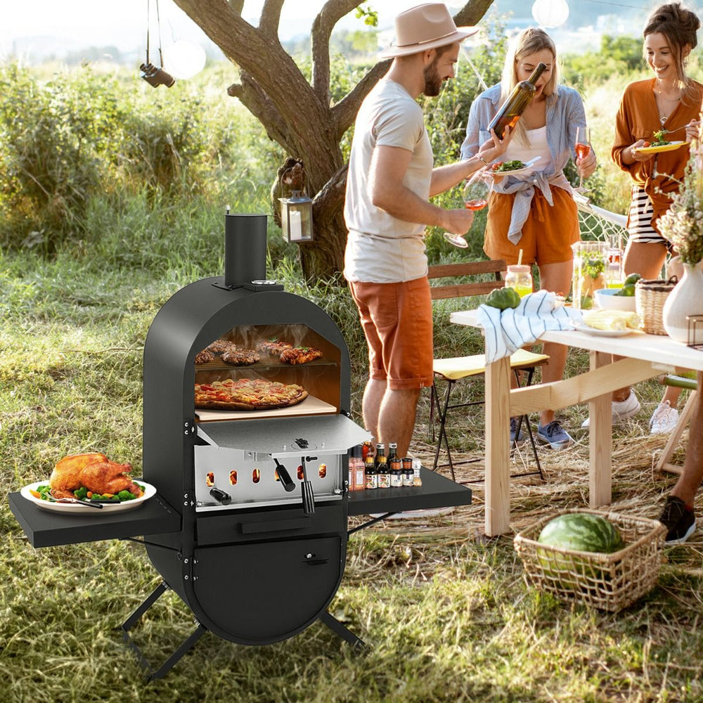 Four à Pizza au Feu de Bois d'Extérieur Housse en Tissu Oxford Pierre à Pizza de 31 cm Pelle à Pizza Grille de Cuisson -