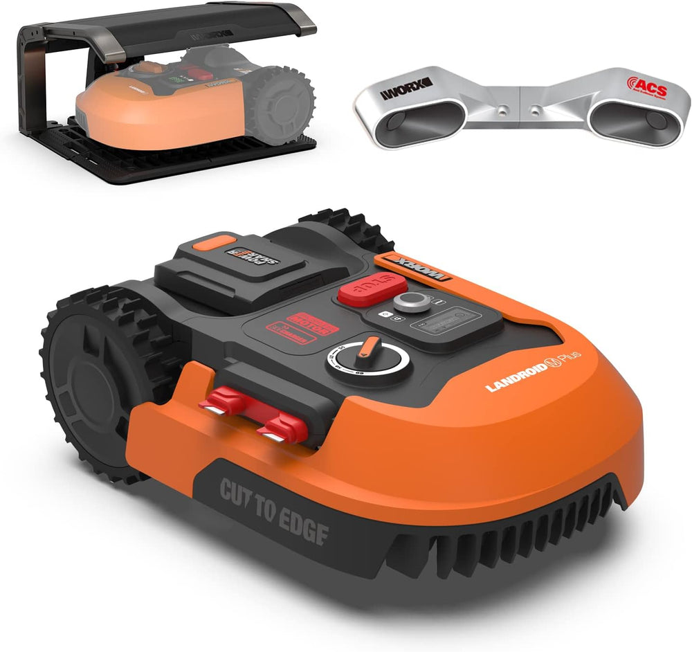WORX LANDROID Vision WR206E.1, Robot Tondeuse sans Fil périphérique 600 m² Surf.Max 700 m², Installation en 30 Min, Caméra 4K + IA Adaptative, évite Tous Les Obstacles, Coupe des Bordures, Multizone