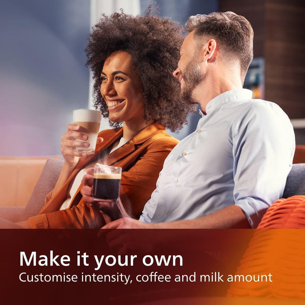 PHILIPS 4400 Series Fully Automatic Espresso Machine – 12 Hot & Iced Coffees, Quick-to-Clean LatteGo Milk System, SilentBrew, QuickStart, Ceramic Grinder, Black Chrome (EP4444/90)