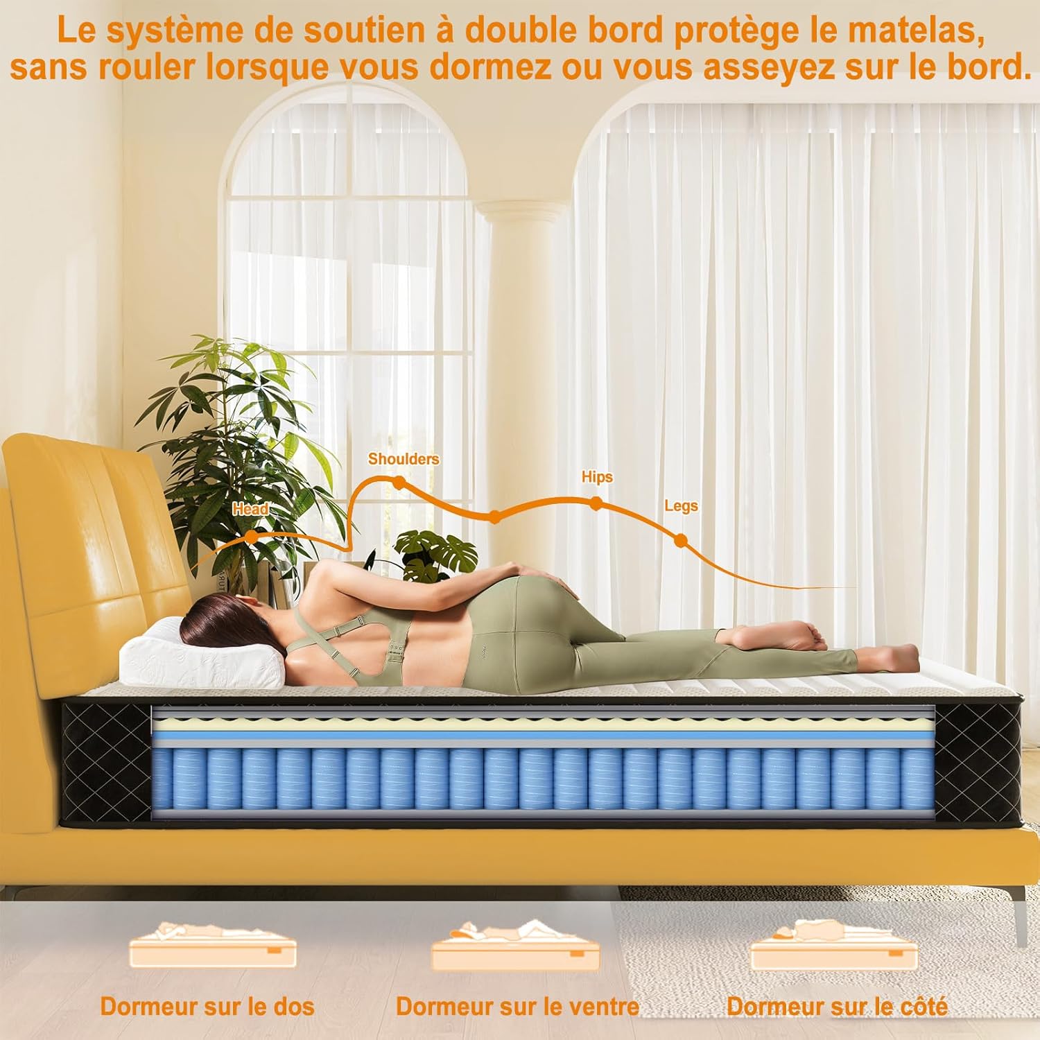 MOLPHIT Oeko-TEX Certified Mattress 90 x 190 cm, Thickness 25 cm, Independent Pocket Sprung Mattress, Adult and Children's Bed Mattress, Single Mattress, Perfect Support, Durable and Quiet