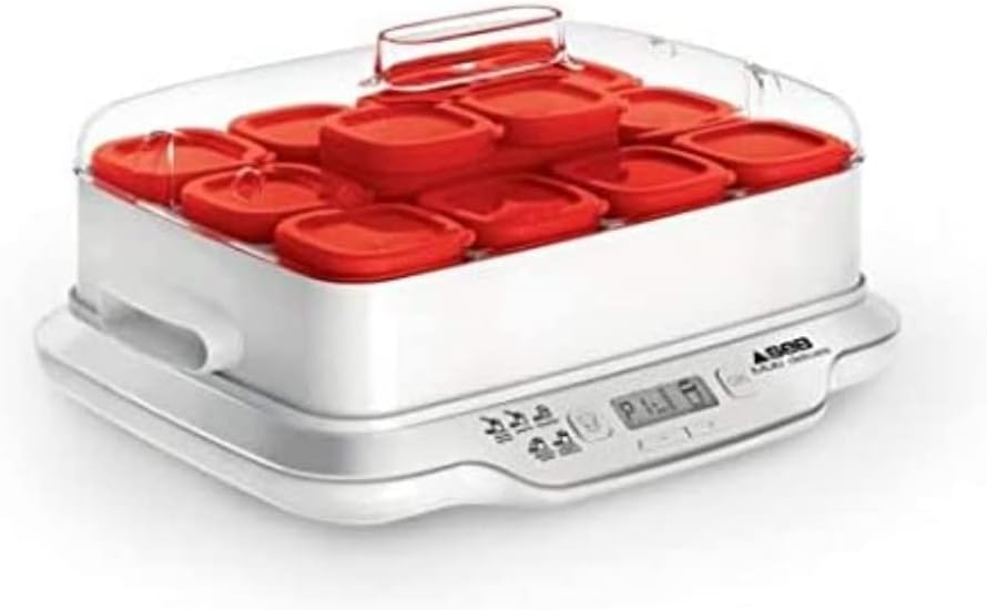 Seb Yogurt Maker 12 Jars, Glass Jars 140 ml, 5 Automatic Programs, BPA-Free, Compact, Homemade Yogurt & XF101001 Delices Box Box 1 L Tray White Yogurt-Cheese with Drainer