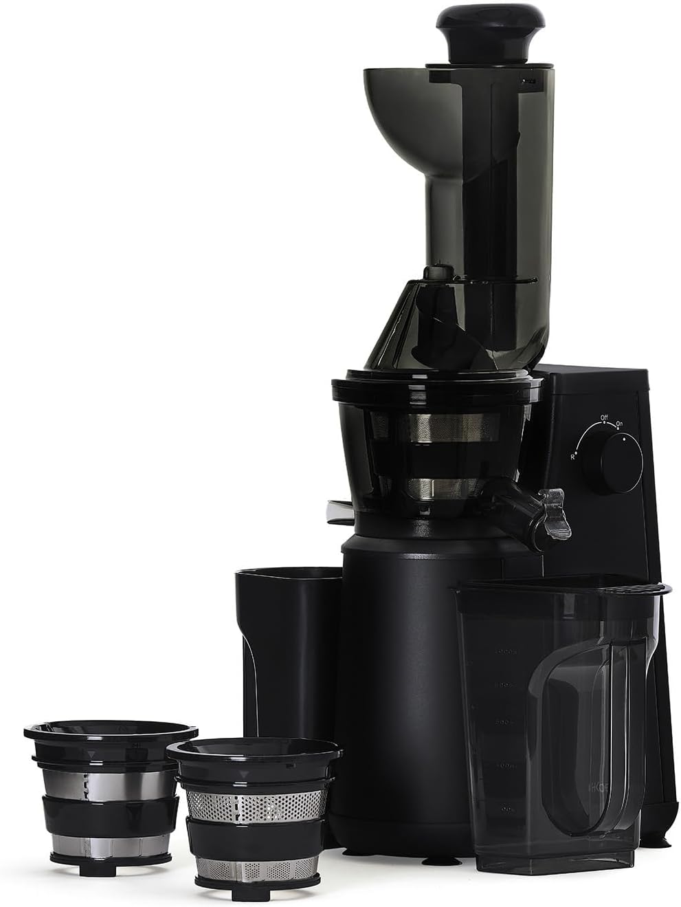 H.Koenig GSX12 Vertical Juice Extractor Stainless Steel Black, Fruit and Vegetable Juice, BPA Free, 82 mm Wide Mouth, Soft Pressure, 1 Litre, 400 W