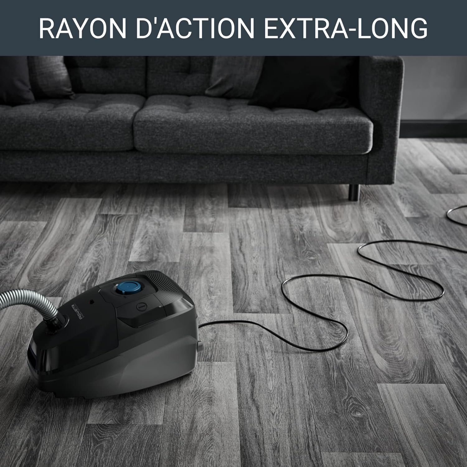 Rowenta Green Force Max Silence Vacuum Cleaner with Bag, 900 W Max, High Filtration, Quiet, Eco-Responsible, Made in France, Black/Aluminium RO6136EA