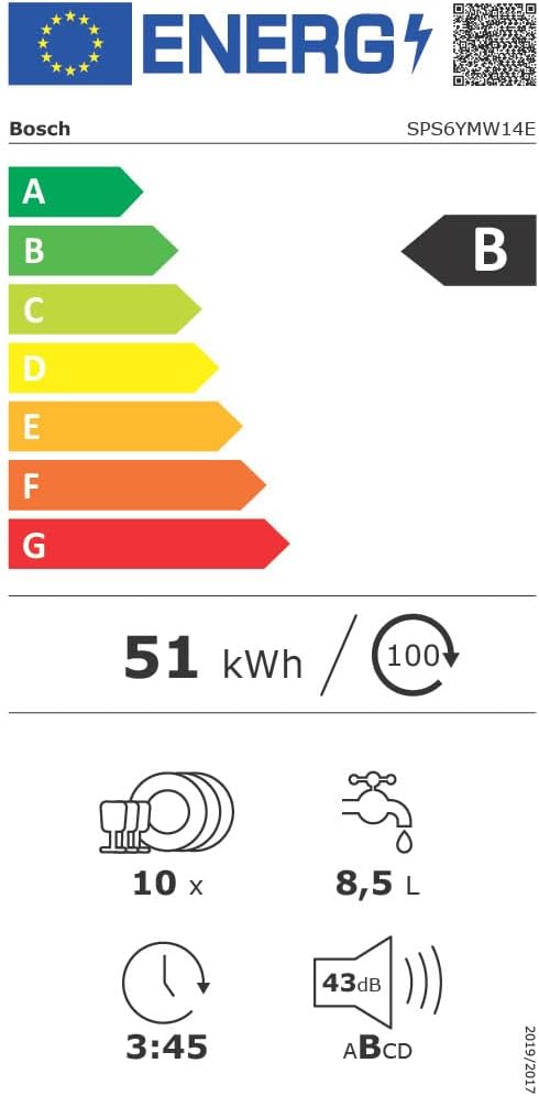 Bosch SPS6YMW14E, Série 6, Lave-vaisselle 45cm, Pose-libre, Blanc