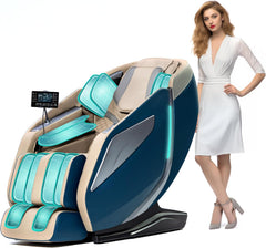 HealthRelife Fauteuil de Massage Complet du Corps avec Balayage corporel Mains robotiques 3D Housse de siège de Massage Shiatsu Intelligente avec Fonction vocale Chauffage du Dos (Bleu)