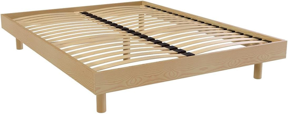 ABC MEUBLES - Sommier à Lattes 2 Places Bois Kit Noé - NOE2 - Noir, 140x200