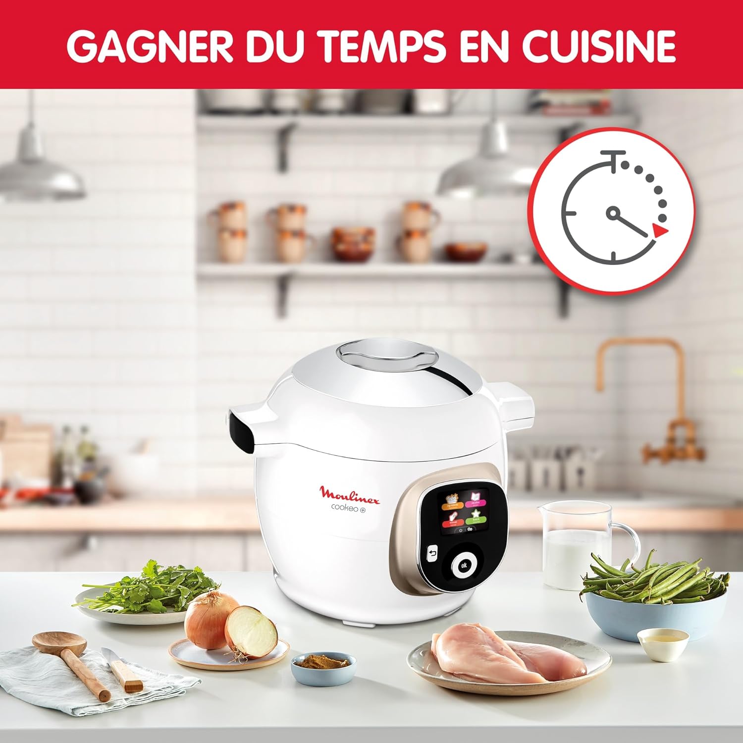 Moulinex Cookeo Mini Smart High Pressure Multicooker, 3L, 2 People, 150 Built-in Recipes, Unattended Cooking, Step-by-Step Guide, Compact, Moulinex App CE880410