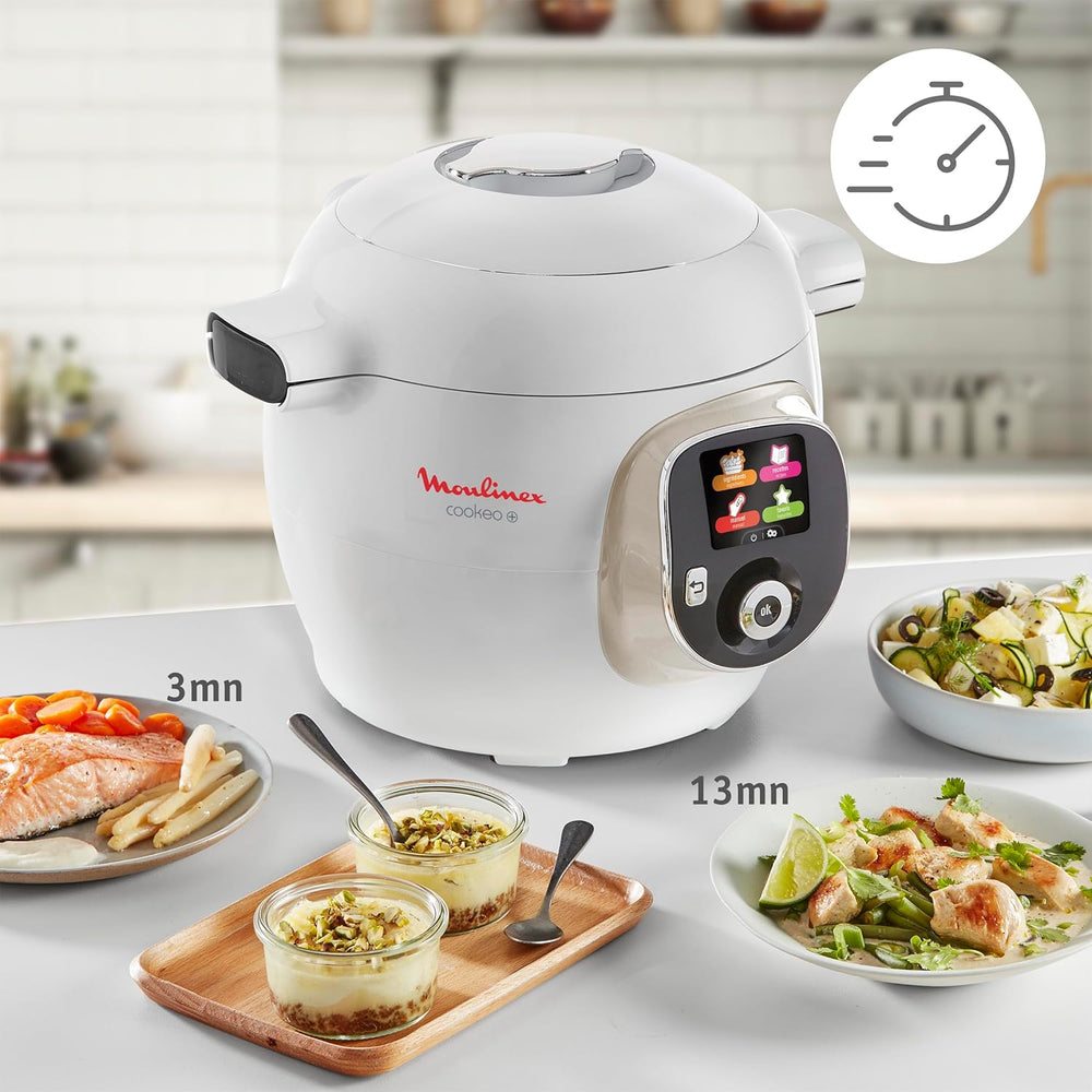 Moulinex Cookeo Mini Smart High Pressure Multicooker, 3L, 2 People, 150 Built-in Recipes, Unattended Cooking, Step-by-Step Guide, Compact, Moulinex App CE880410