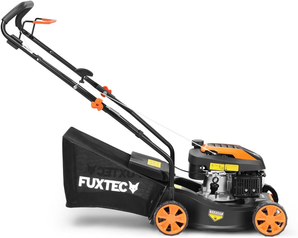 FUXTEC Tondeuse thermique pousse FX-RM4646ECO - Tres bon rapport qualit-prix - Easy Clean 3en1 largeur de coupe 46cm - bac de ramassage 50L