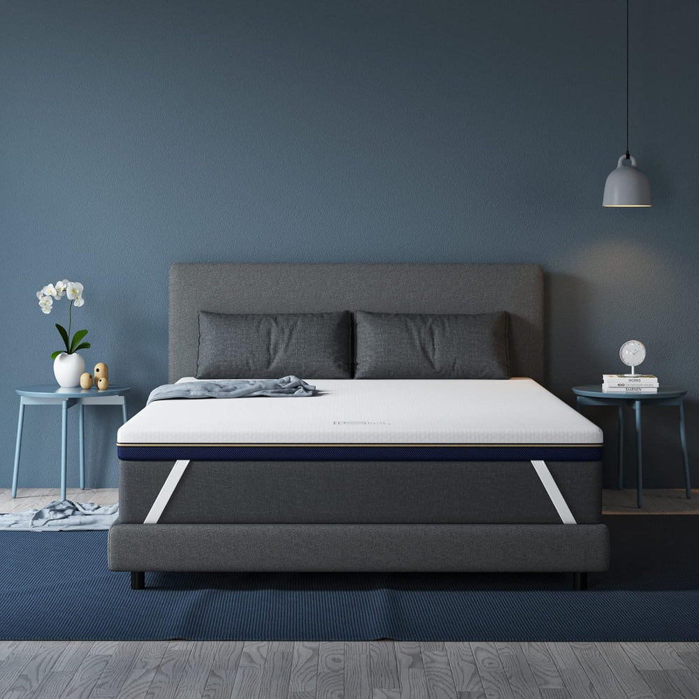 BedStory Mattress Topper 160 x 200 cm, Thickness 10 cm, Memory Foam Mattress Topper 160 x 200 cm Gel Infused Ergonomic Mattress Topper, High Density Ventilation, Hypoallergenic Washable Cover