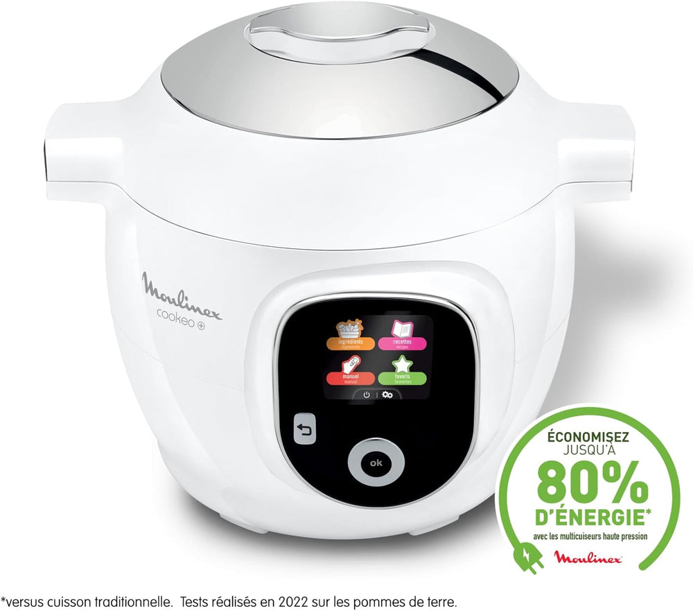 Moulinex Cookeo Mini Smart High Pressure Multicooker, 3L, 2 People, 150 Built-in Recipes, Unattended Cooking, Step-by-Step Guide, Compact, Moulinex App CE880410