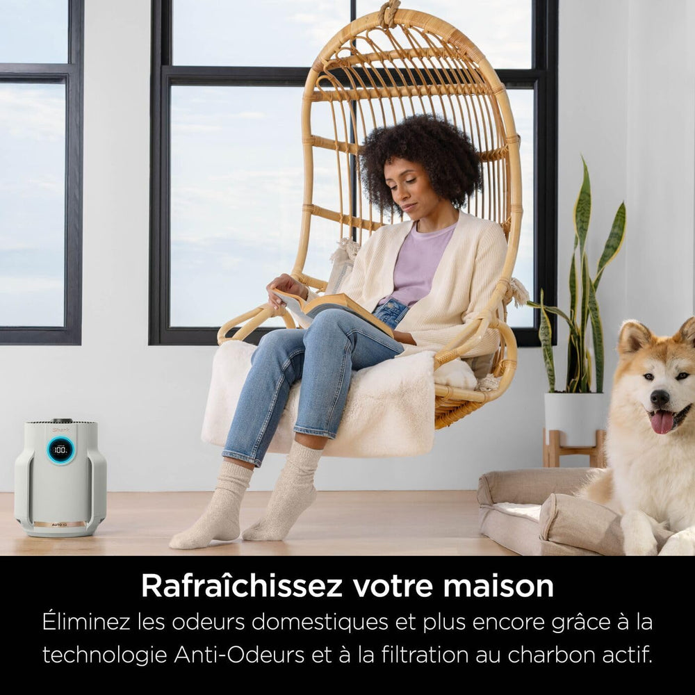 Shark NeverChange jusqu'à 5 ans Purificateur d'air MAX intérieur, Couvre 130m², Filtre HEPA 5 ans, Capture 99,97% allergènes, Mode automatique, Silencieux, LED, Blanc HP300EU