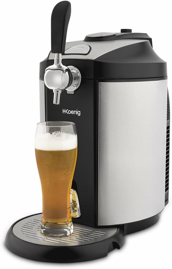 H.Koenig Tireuse à Bière compatible tous Fûts Universels Pressurisés de 5L Inox BW1778, Machine, Pompe, Pression domestique, Professionnelle, Universelle, Refroidissement intégré 4°C