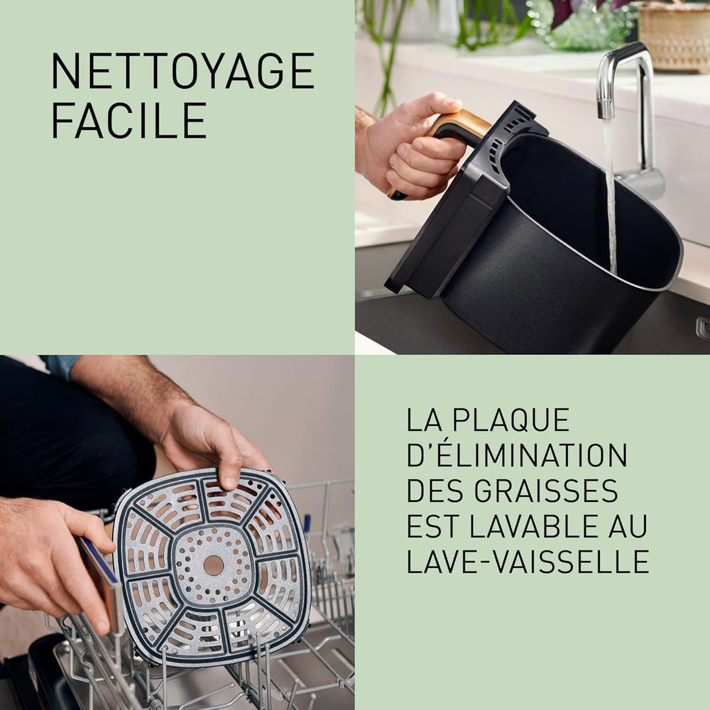 Panasonic NF-CC500SXE AirFryer Friteuse sans huile avec Hublot, 5L, 80-200°C, Minuterie Numérique et Écran LCD, Vapeur Douce, 11 Préréglages, Nettoyage Facile, Gris Mat