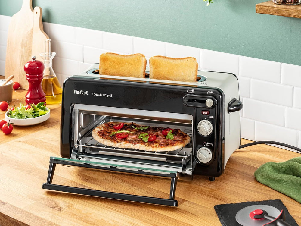 Tefal 2-in-1 Toaster & Mini Oven, Stainless Steel, Long Toaster Slot with Lid, 6 Levels of Browning, Grill Temperature up to 210°C, Toast N Grill TL600810