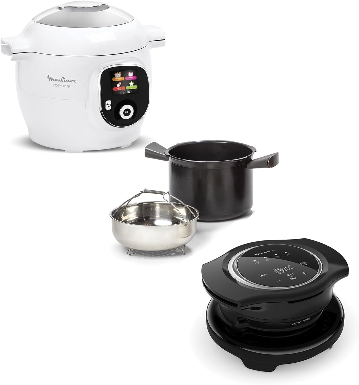 Moulinex, Cookeo Multicuiseur intelligent 6L, 150 recettes intégrées, Cuisson sans surveillance, Ecran intuitif, Guide de cuisson, Application MyMoulinex, 1600W, Blanc, 15 ans réparabilité