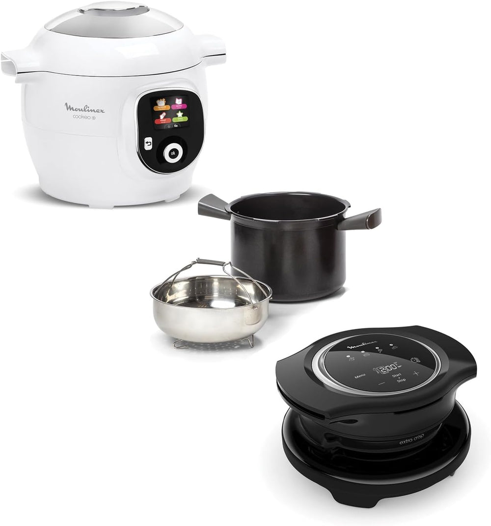 Moulinex, Cookeo Multicuiseur intelligent 6L, 150 recettes intégrées, Cuisson sans surveillance, Ecran intuitif, Guide de cuisson, Application MyMoulinex, 1600W, Blanc, 15 ans réparabilité