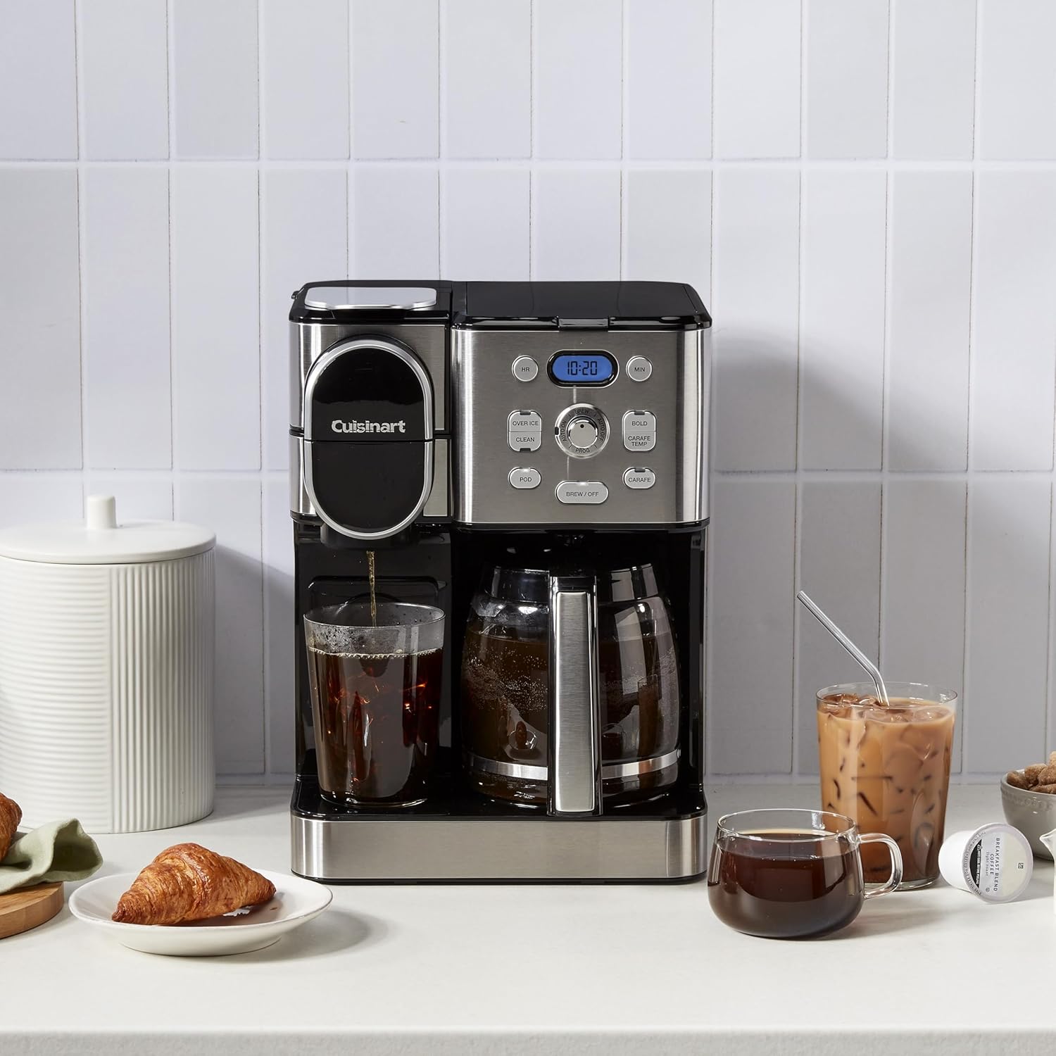 Cuisinart Cafetière, carafe en verre de 12 tasses, cafetière automatique chaude et glacée, machine à café à serveur unique, acier inoxydable noir, SS-16BKS