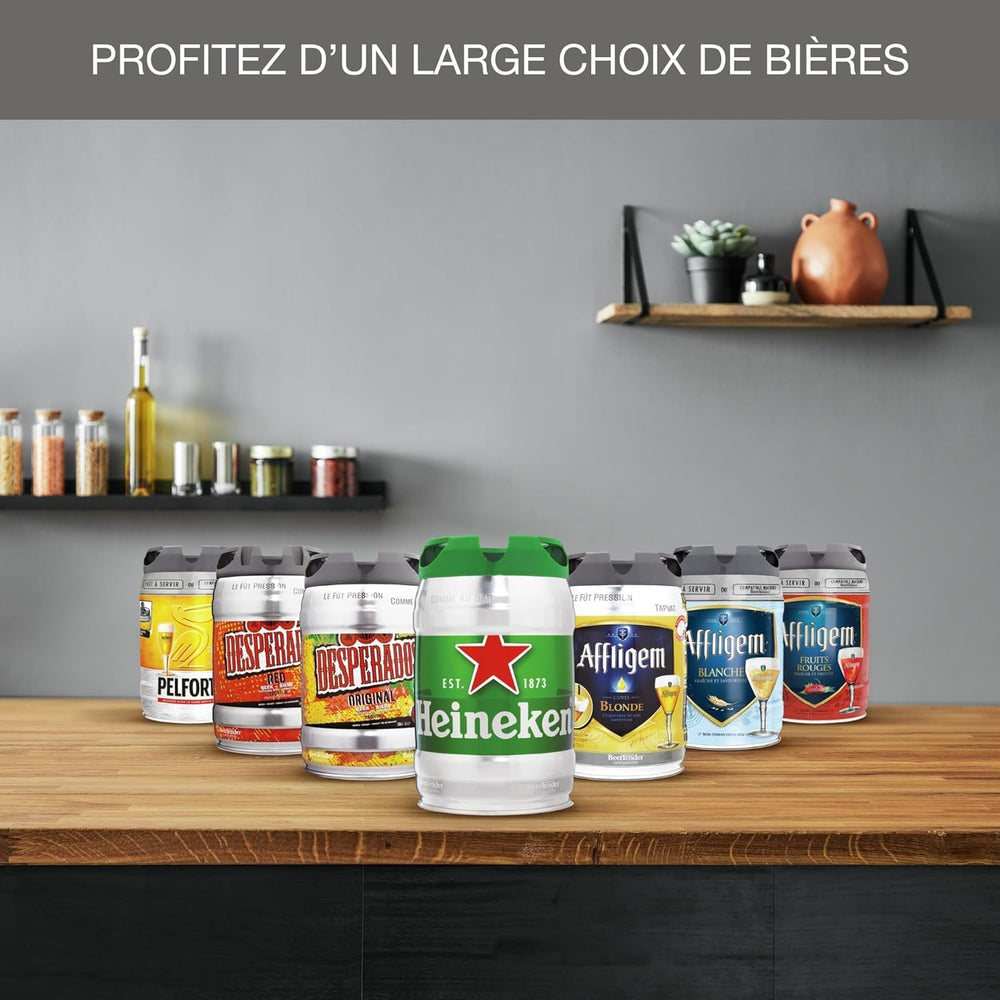 Krups Beertender Machine bière pression, Fûts de 5 L, Marques du groupe Heineken, Témoin lumineux, Température et mousse parfaites, Bière fraîche, Installation facile, Compact noire VB450E10