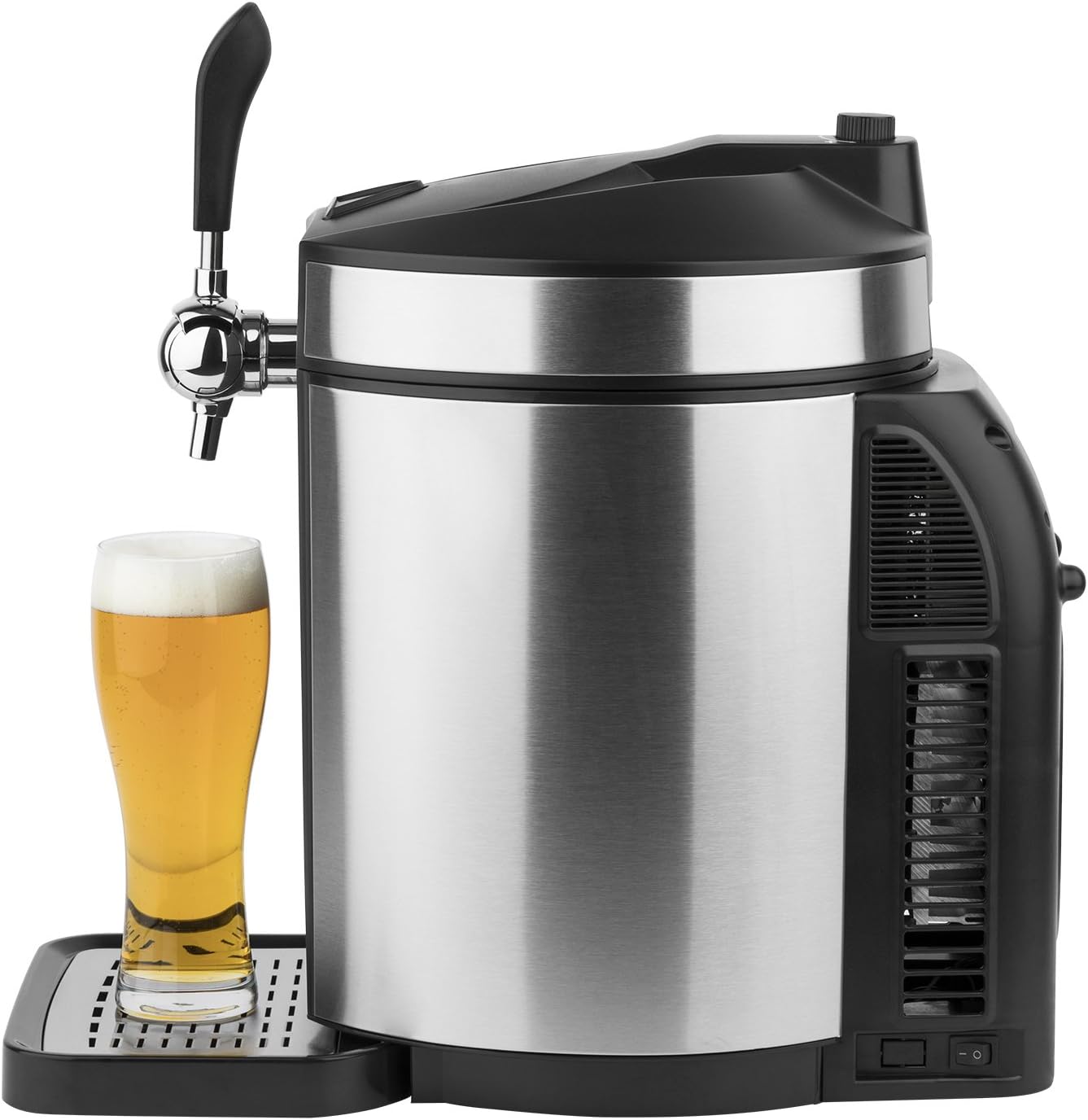 H.Koenig Tireuse à Bière compatible tous Fûts Universels Pressurisés de 5L Inox BW1778, Machine, Pompe, Pression domestique, Professionnelle, Universelle, Refroidissement intégré 4°C