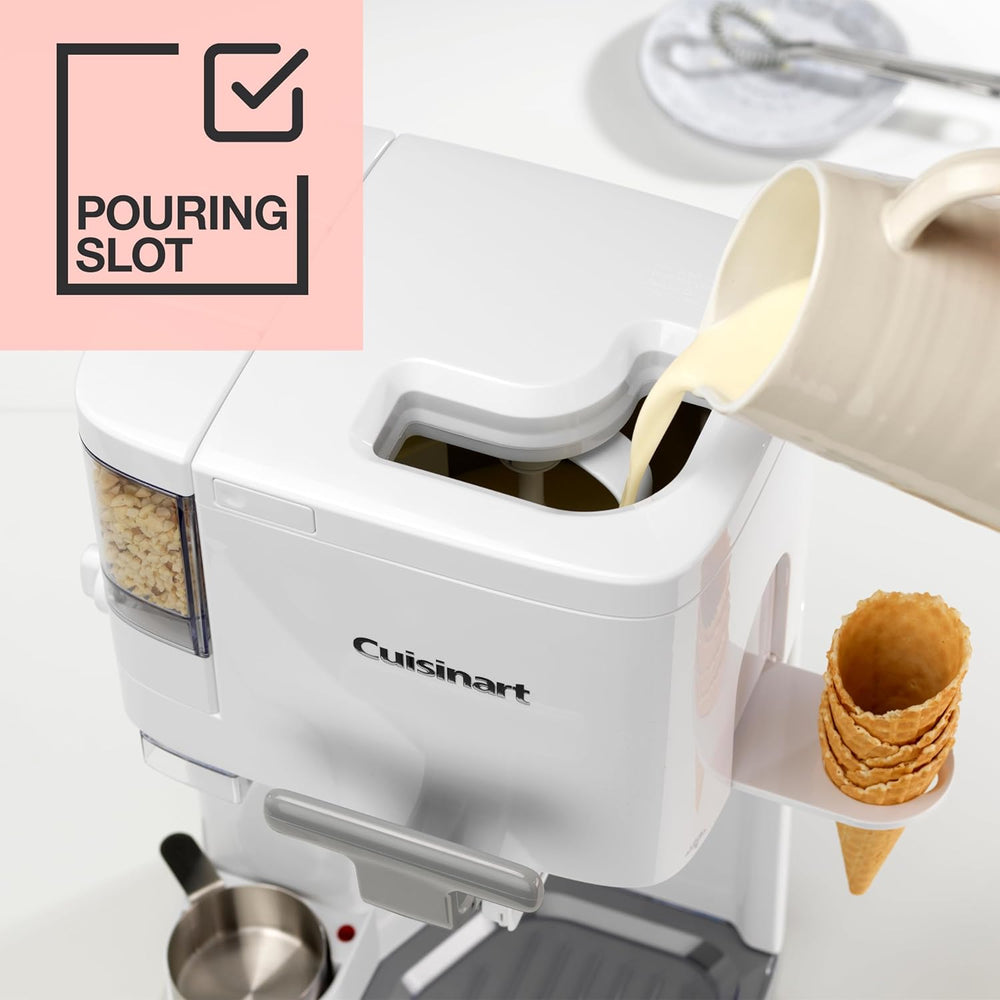 Cuisinart Sorbetière | machine à crème glacée, yaourt glacé, gelato, sorbet, sans produits laitiers | Distributeur de garniture | facile à utiliser | 1.42L fait 6 portions | Prêt en 20mins | ICE48U