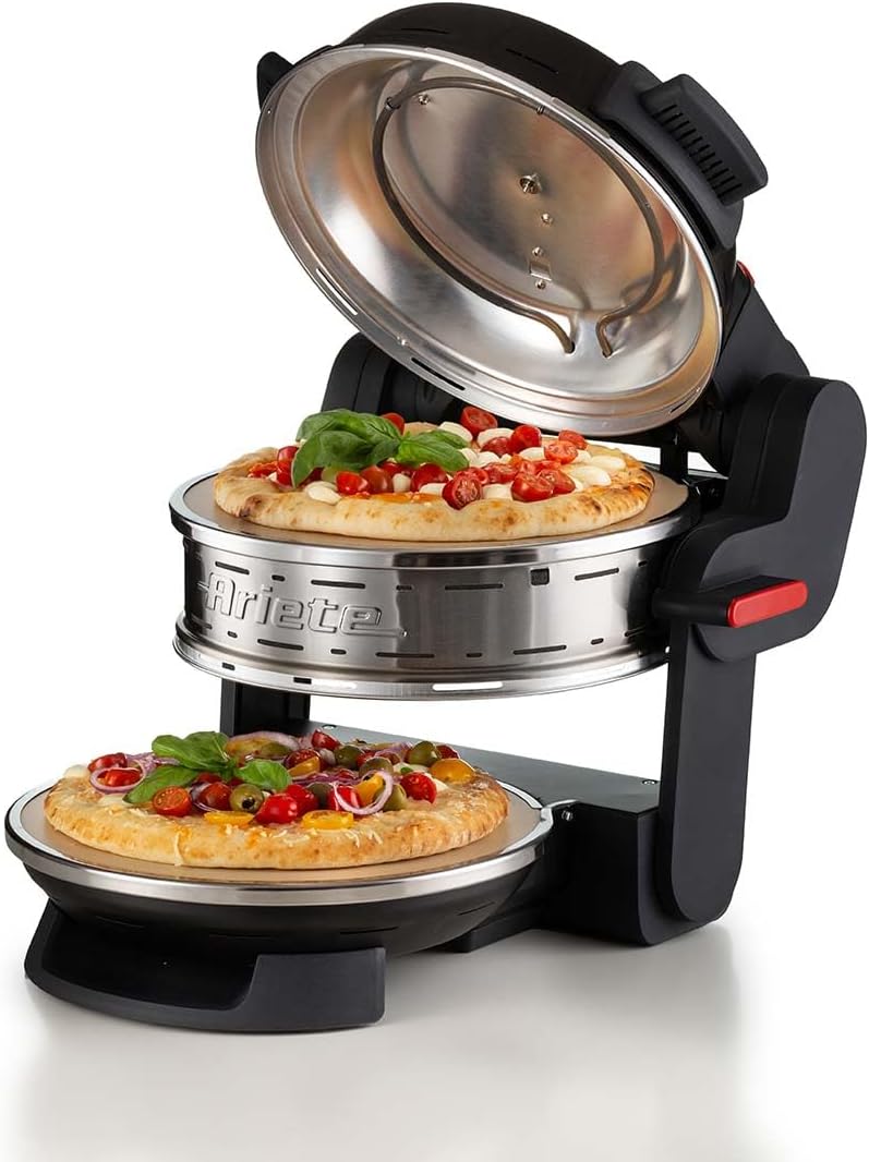 Ariete Pizza Oven 918, Pizza 4 Minutes, 5 Cooking Levels, Refractory Plate for Heating, Wooden Blades Included, Maximum Temperature 400°C, 1200W, White
