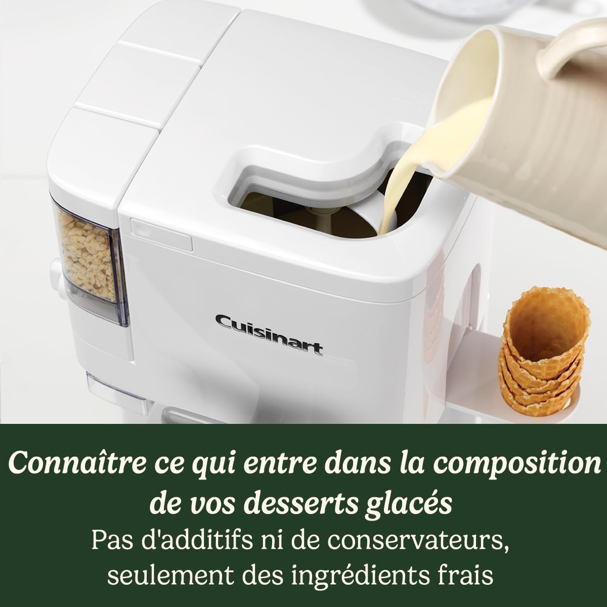 Cuisinart Sorbetière | machine à crème glacée, yaourt glacé, gelato, sorbet, sans produits laitiers | Distributeur de garniture | facile à utiliser | 1.42L fait 6 portions | Prêt en 20mins | ICE48U