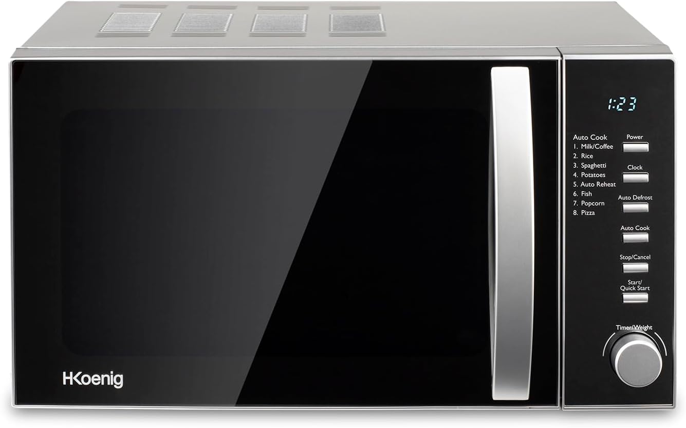 H.Koenig Microwave Oven Grill 2 in 1 VIO9, 25L, 27cm Turntable, 10 Cooking Modes up to 1000W, Defrosting, Combined Cooking, LCD Display [Energy Class A+]