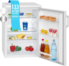 Bomann Réfrigérateur 133L blanc VS2195-1-blanc, Capacité nette : 133 litres, Éclairage intérieur à DEL, Contrôle de la température en continu, 3 clayettes en verre