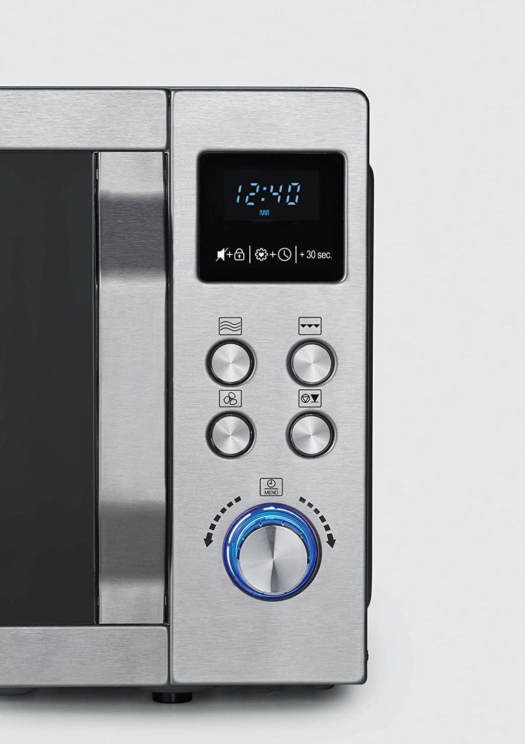 SEVERIN Four à micro-ondes 30 L, 2 500 W, avec fonction gril et chaleur tournante, avec 5 niveaux de puissance, 10 programmes automatiques, Inox/Noir, MW 7775