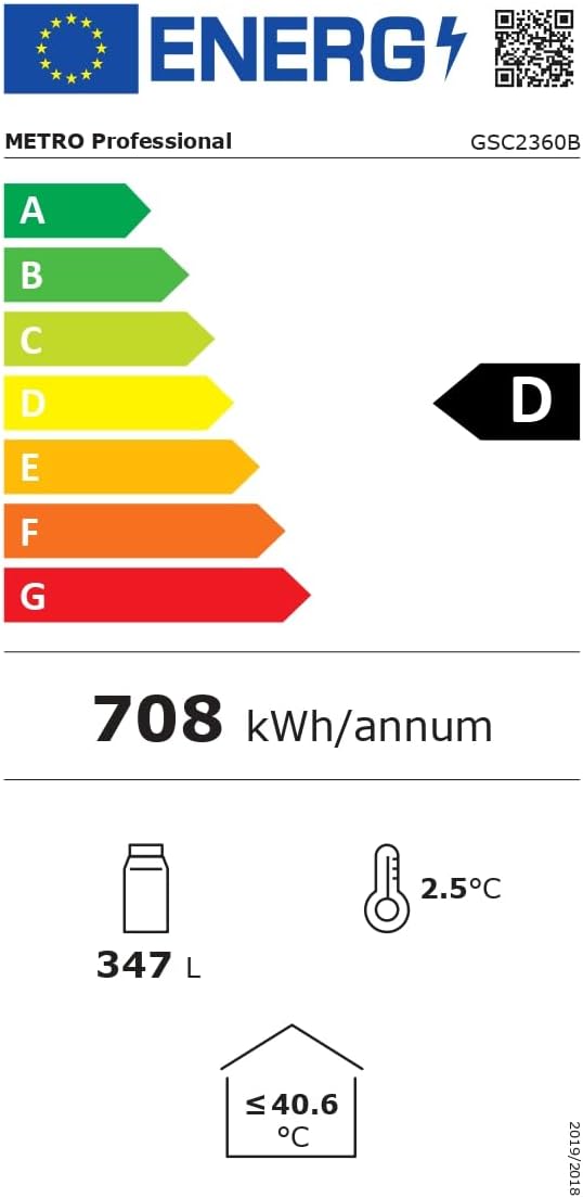 METRO Professional Réfrigérateur à Boissons GSC2360B, Acier/Verre, 62 x 63.6 x 175.3 cm, 347 L, avec Serrure, Noir
