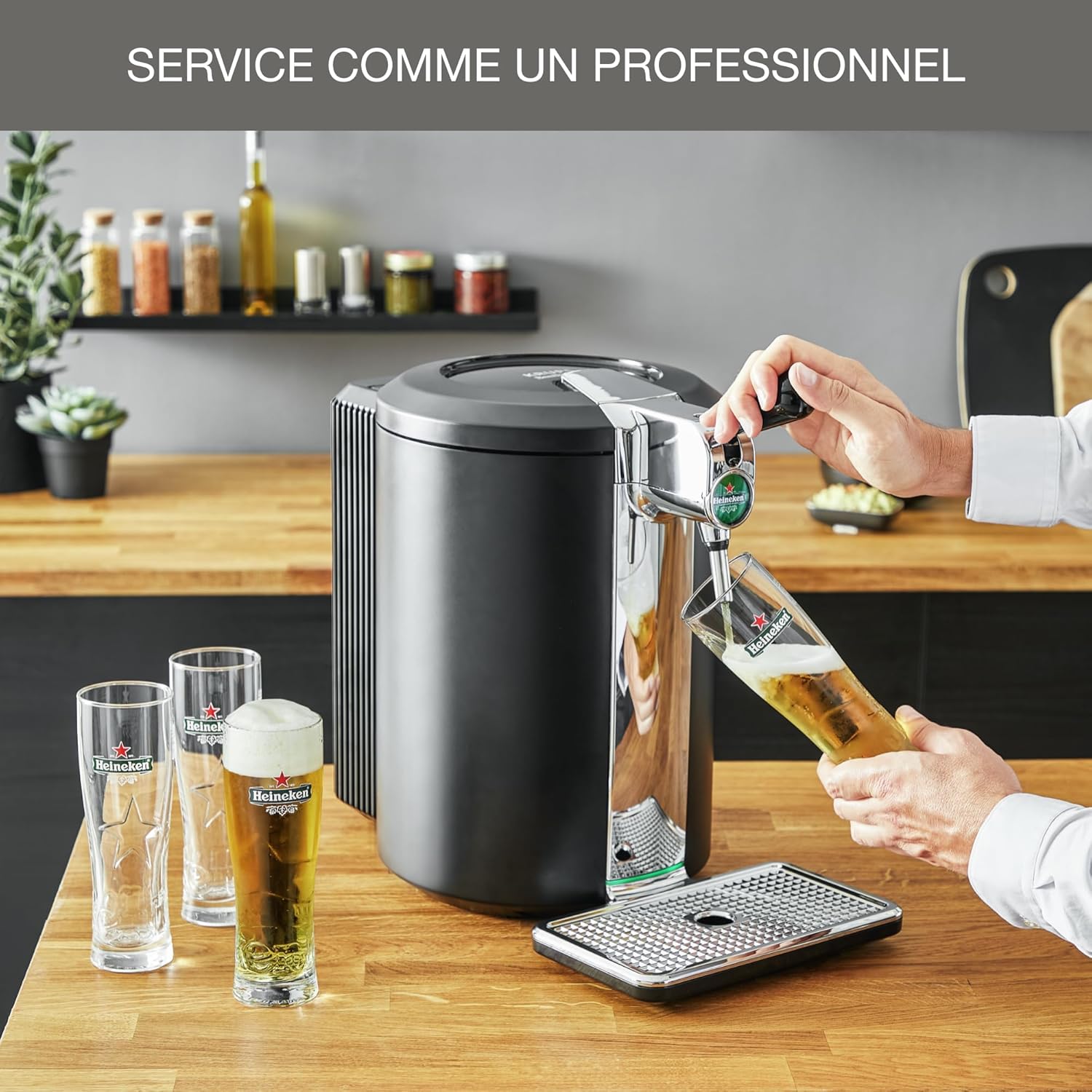 Krups Beertender Machine bière pression, Fûts de 5 L, Marques du groupe Heineken, Témoin lumineux, Température et mousse parfaites, Bière fraîche, Installation facile, Compact noire VB450E10