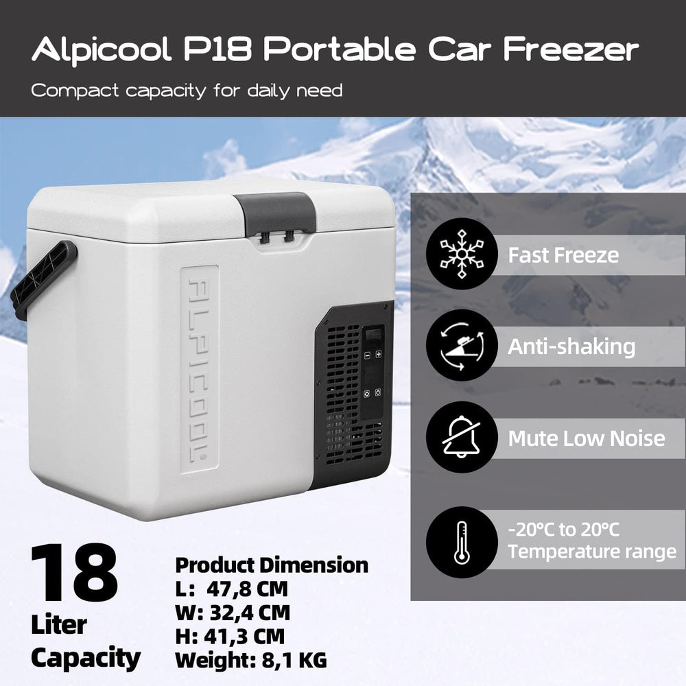 Alpicool LGMP8 8L Glaciere Portable Réfrigérateur Voiture Camping Congélateur 12/24V Mini Frigo pour Maison, Bureau ou Pique-Nique en Plein Air/ -20 à 20℃(Batterie Non Incluse)
