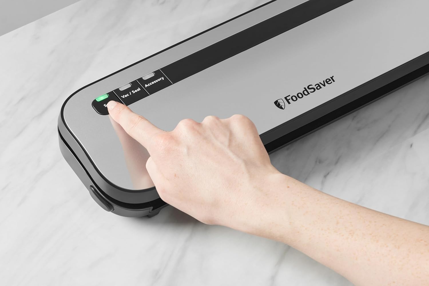 FoodSaver FFS005X Vacuum Sealer with Storage Compartment for Roll and Cutter, Pulse Function for Fragile Food, Includes Matching Accessories and Vacuum Bags