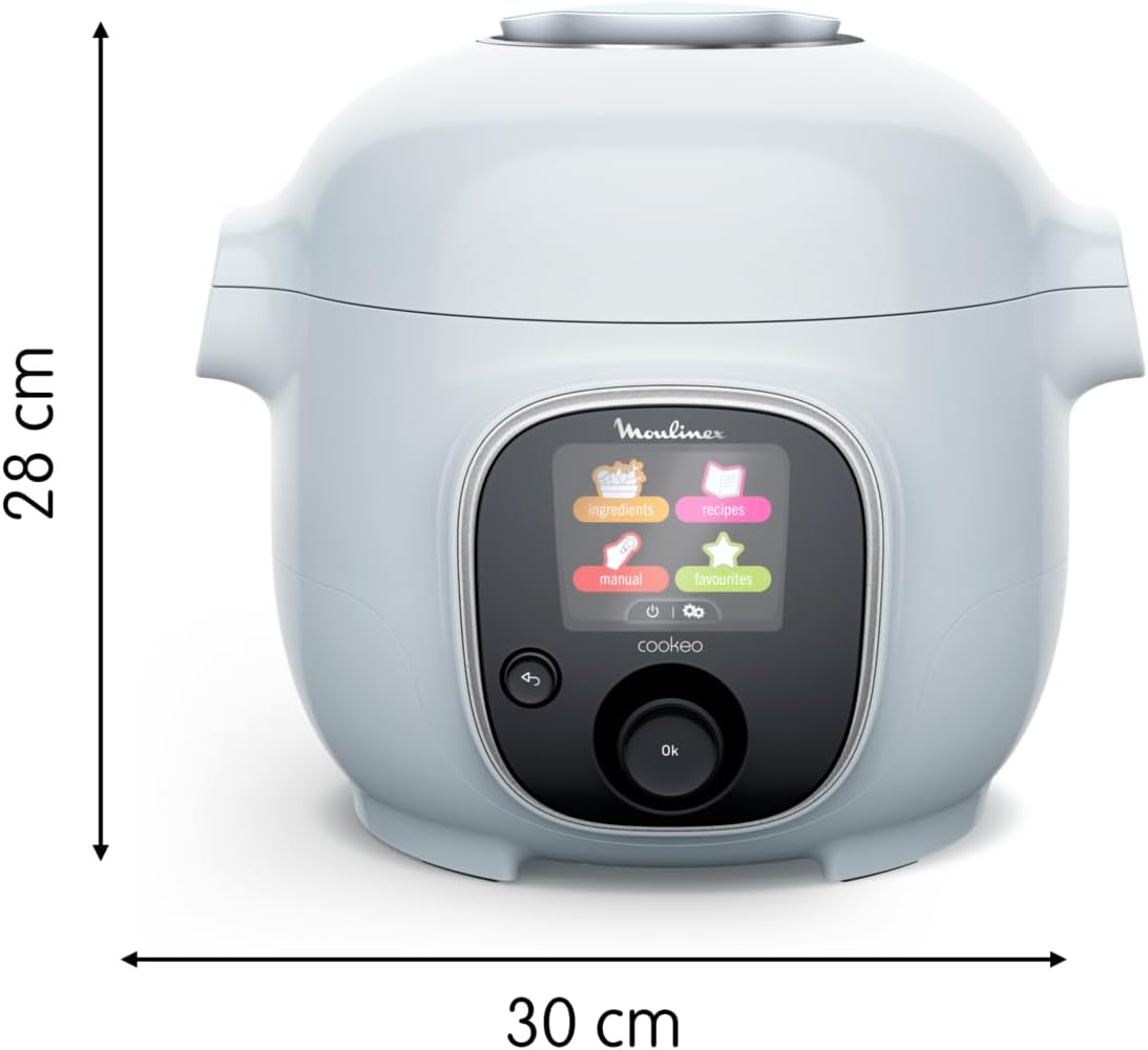 Moulinex Cookeo Mini Smart High Pressure Multicooker, 3L, 2 People, 150 Built-in Recipes, Unattended Cooking, Step-by-Step Guide, Compact, Moulinex App CE880410