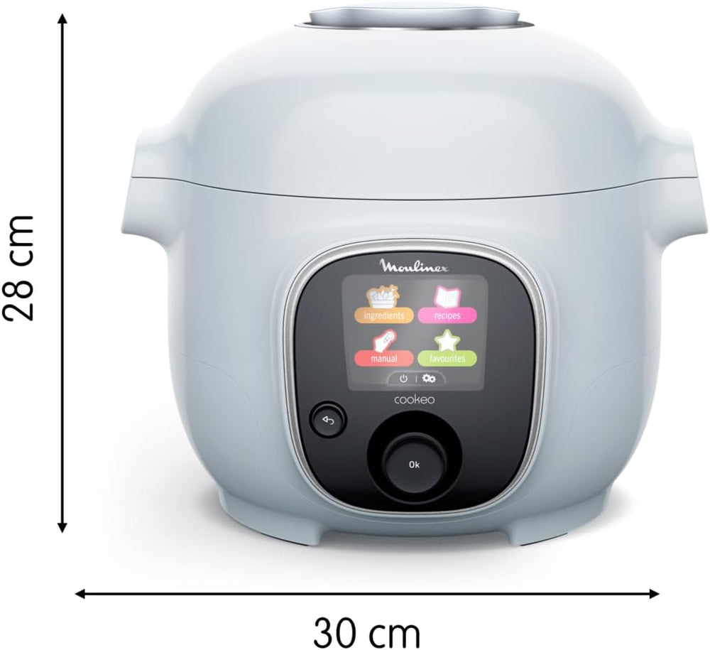 Moulinex Cookeo Mini Smart High Pressure Multicooker, 3L, 2 People, 150 Built-in Recipes, Unattended Cooking, Step-by-Step Guide, Compact, Moulinex App CE880410