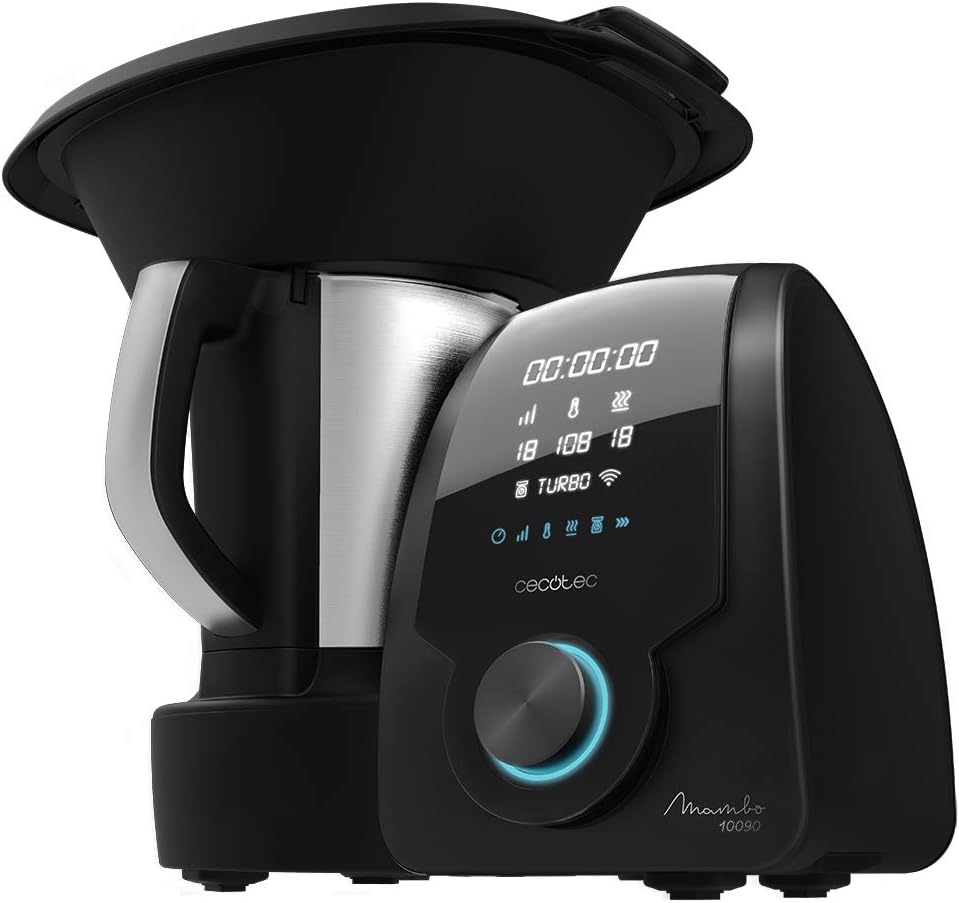 Cecotec Robot de Cuisine Mambo Black. 23 Fonctions, 10 Niveaux de Température, 1700W, 2,5 kg de Pâte, Cruche de 3,3L, 10 Vitesses, Minuterie, Température Réglable de 37 °C à 120 °C