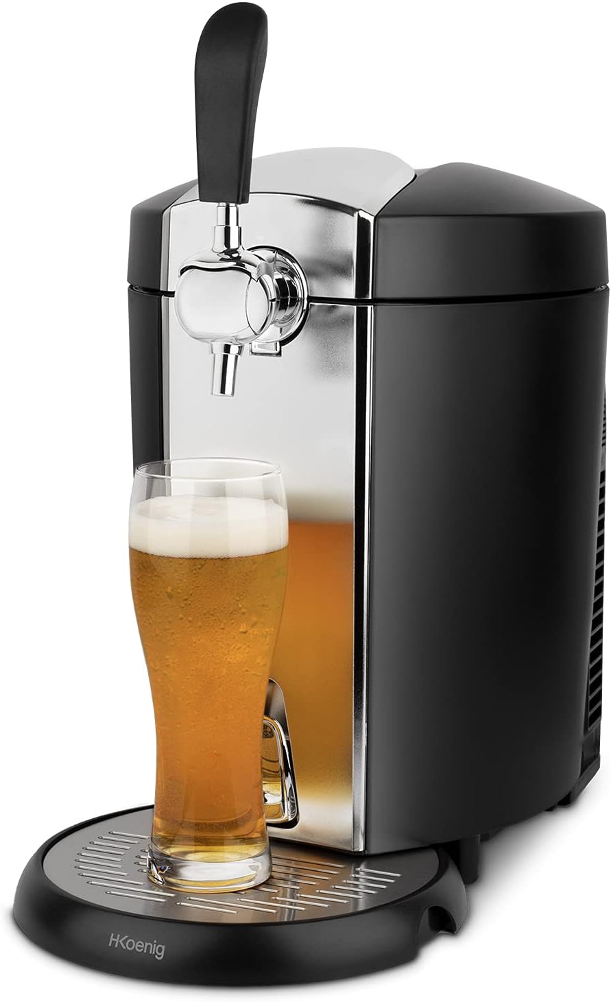 H.Koenig Tireuse à Bière compatible tous Fûts Universels Pressurisés de 5L Inox BW1778, Machine, Pompe, Pression domestique, Professionnelle, Universelle, Refroidissement intégré 4°C