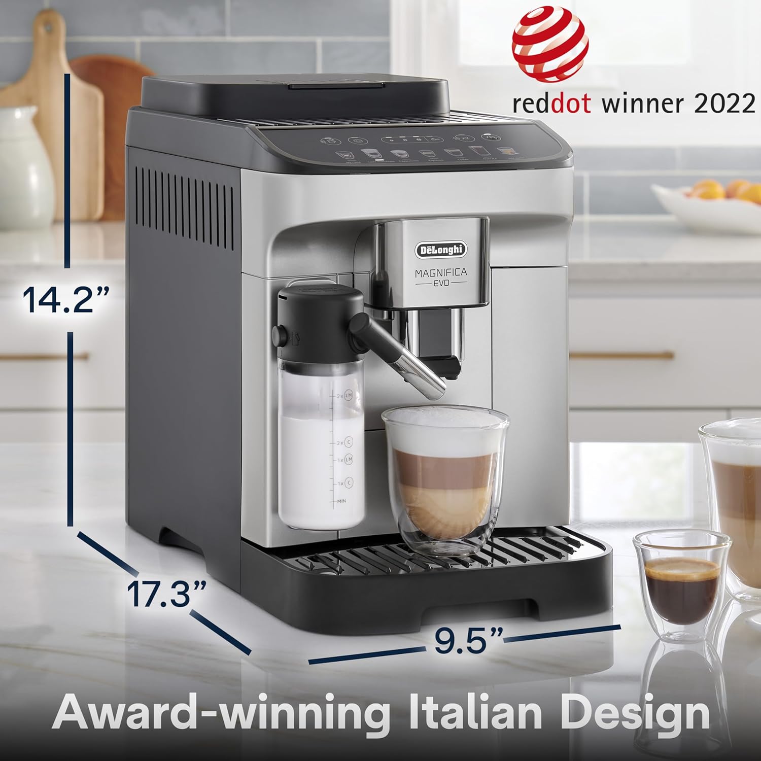 De'Longhi Magnifica Evo Automatic Espresso & Coffee Machine with Manual Milk Frother, Built-in Grinder & Auto-Clean Function - For Latte, Cappuccino, Americano, Iced Coffee, ECAM29043SB