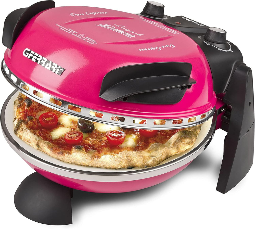 G3 Ferrari G10006 Pizza Express Delizia, 1200 W Pizza Oven, Adjustable Thermostat up to 400°C, Cooks Tasty Pizza in 5 Minutes, Double Resistance, Recipe Book and Spatulas Included - Black