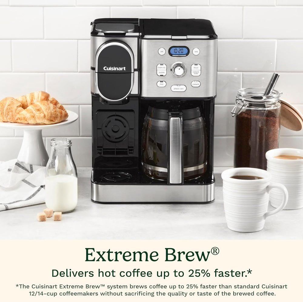 Cuisinart Cafetière, carafe en verre de 12 tasses, cafetière automatique chaude et glacée, machine à café à serveur unique, acier inoxydable noir, SS-16BKS