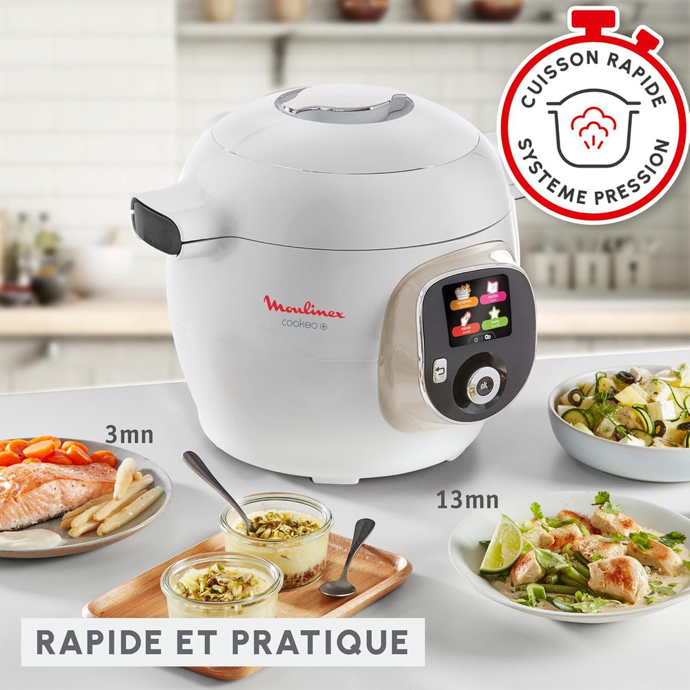 Moulinex Cookeo Mini Smart High Pressure Multicooker, 3L, 2 People, 150 Built-in Recipes, Unattended Cooking, Step-by-Step Guide, Compact, Moulinex App CE880410