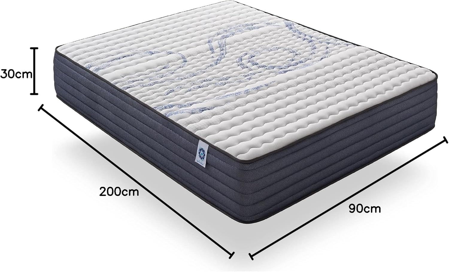 NATURALEX - Matelas PerfectSleep 180x200 - Épais 30 cm - Soutien Mousse à mémoire de Forme - Accueil Blue Latex - Confort Ferme - Respirant - 7 Zones - Réversible - Haute Densité - Fabriqué en Europe