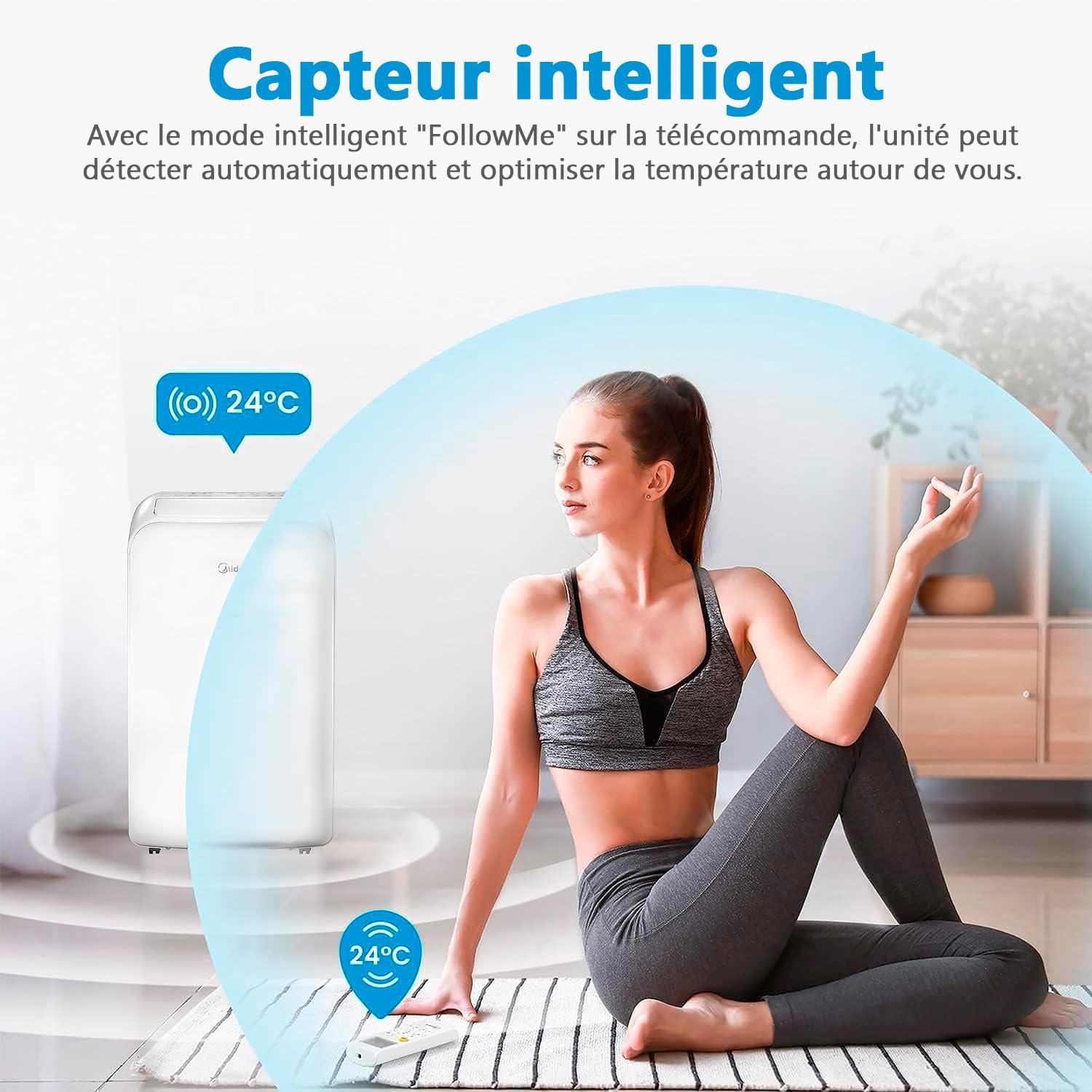MIDEA Climatiseur PortaSplit Mobile Silencieux 4-in-1| 12000 BTU | Chauffage et Climatisation Portable Prêt à Poser 3,5kW- Clim Mobile avec rafraîchisseur, déshumidificateur, chauffage,ventilateur