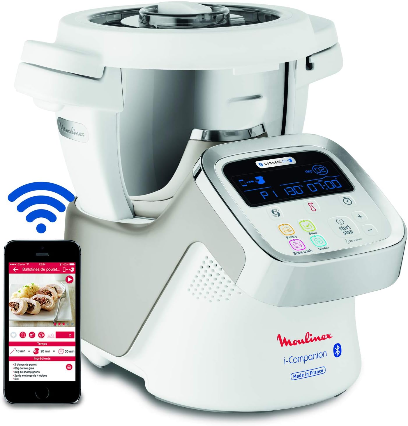 Moulinex i-Companion XL Edition Pâtisserie, 1550 W, Recettes illimitées, Température entre 30° et 150°, Capacité utile 3 L (10 pers), 12 accessoires dont 6 de pâtisserie, Fabriqué en France HF90E700